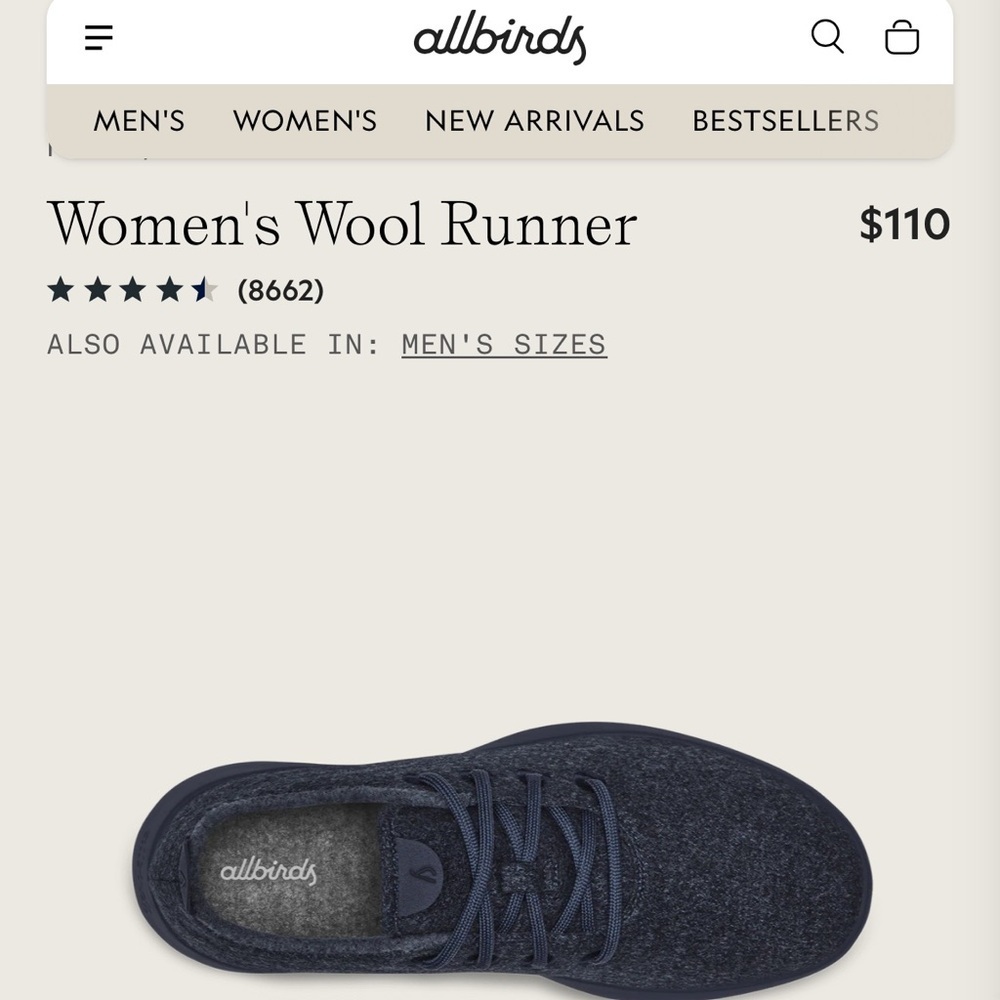 ALLBIRDS Women’s Wool Runner Navy sneaker sz 9 - Picture 8 of 8